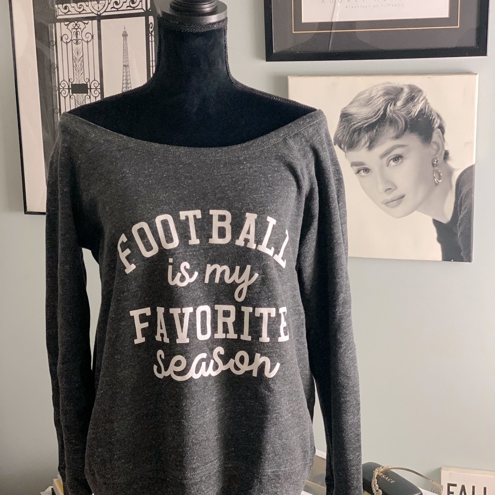 Off shoulder wide neck Football 🏈 Sweatshirt